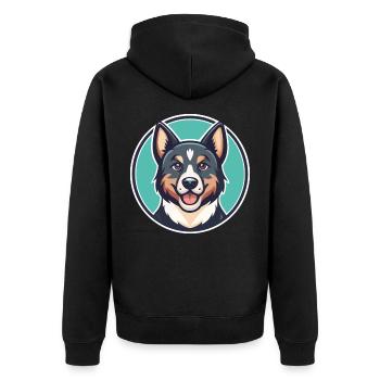 Kai Ken Chien Race Dessin Animé Personnage Kawaii Clipart - Veste à capuche bio Premium Unisexe - noir - Dos - Nico (187cm)