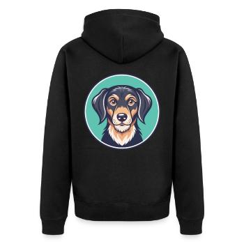 Istrian Coarse Haired Hound Dog Breed Cartoon Pet - Unisex Premium Organic Zip Hoodie - black - Back - Nico (187cm)