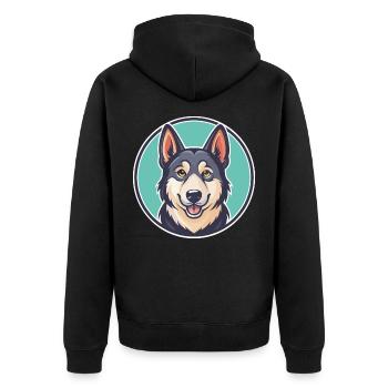 Hygenhund Chien Race Dessin animé Kawaii Clipart Animal - Veste à capuche bio Premium Unisexe - noir - Dos - Nico (187cm)