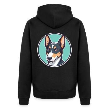 Terrier japonais chien race dessin animé Kawaii Clipart - Veste à capuche bio Premium Unisexe - noir - Dos - Nico (187cm)