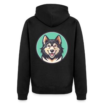 Karakachan Chien Race Dessin animé Kawaii Clipart Animal - Veste à capuche bio Premium Unisexe - noir - Dos - Nico (187cm)