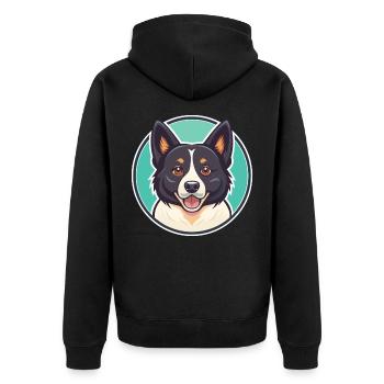 Karelian Bear Dog Breed Cartoon Kawaii Clipart Pet - Unisex Premium Organic Zip Hoodie - black - Back - Nico (187cm)