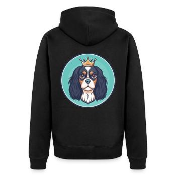 King Charles Spaniel Chien Race Dessin Animé Kawaii Pet - Veste à capuche bio Premium Unisexe - noir - Dos - Nico (187cm)