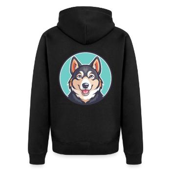 Karelo Finlandais Laïka Chien Race Dessin Animé Kawaii Pet - Veste à capuche bio Premium Unisexe - noir - Dos - Nico (187cm)