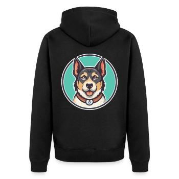 Kars race de chien dessin animé Kawaii Clipart Illustration - Veste à capuche bio Premium Unisexe - noir - Dos - Nico (187cm)