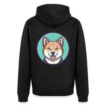 Korean Jindo Dog Breed Cartoon Kawaii Clipart Pet - Unisex Premium Organic Zip Hoodie - black - Back - Nico (187cm)