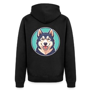 Labrador Husky Hunderasse Cartoon Kawaii Clipart - Unisex Premium Bio Zip Hoodie - Schwarz - Hinten - Nico (187cm)