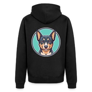 Lancashire Heeler Hunderasse Cartoon Kawaii Clipart - Unisex Premium Bio Zip Hoodie - Schwarz - Hinten - Nico (187cm)