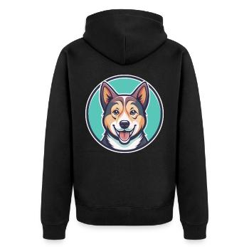 Kintamani Chien Race Dessin Animé Kawaii Clipart Animal - Veste à capuche bio Premium Unisexe - noir - Dos - Nico (187cm)