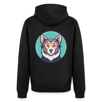 Kyi Leo Hunderasse Cartoon Figur Kawaii Clipart - Unisex Premium Bio Zip Hoodie - Schwarz - Hinten - Nico (187cm)
