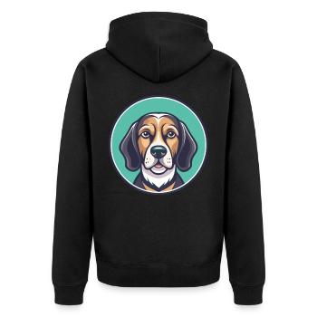 Chien de chasse lituanien race dessin animé Kawaii Clipart - Veste à capuche bio Premium Unisexe - noir - Dos - Nico (187cm)