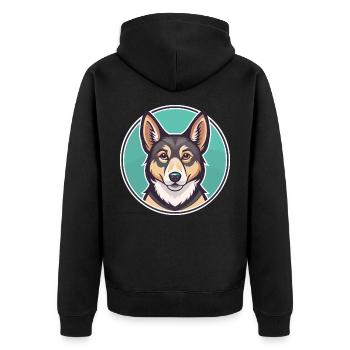Lundehund Chien Race Dessin animé Kawaii Clipart Animal - Veste à capuche bio Premium Unisexe - noir - Dos - Nico (187cm)