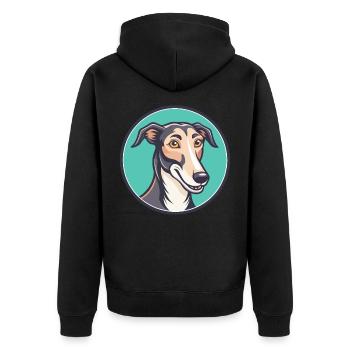 Lurcher Hunderasse Cartoon Figur Kawaii Clipart - Unisex Premium Bio Zip Hoodie - Schwarz - Hinten - Nico (187cm)