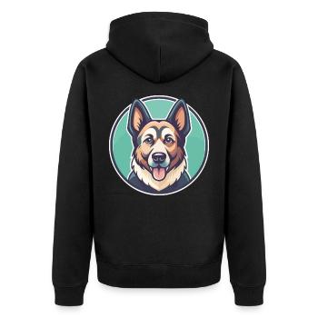 Magyar Agar Chien Race Drôle Dessin animé Kawaii Clipart - Veste à capuche bio Premium Unisexe - noir - Dos - Nico (187cm)