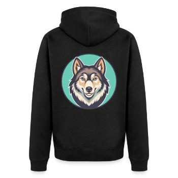 Kunming Wolfdog Hunderasse Cartoon Kawaii Clipart - Unisex Premium Bio Zip Hoodie - Schwarz - Hinten - Nico (187cm)