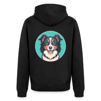 Miniature American Shepherd Dog Breed Cartoon Pet - Unisex Premium Organic Zip Hoodie - black - Back - Nico (187cm)
