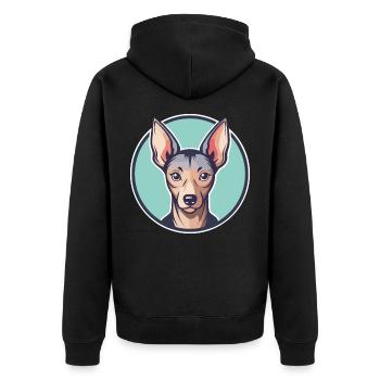 Mexikanische haarlose Hunderasse Cartoon Kawaii Clipart - Unisex Premium Bio Zip Hoodie - Schwarz - Hinten - Nico (187cm)