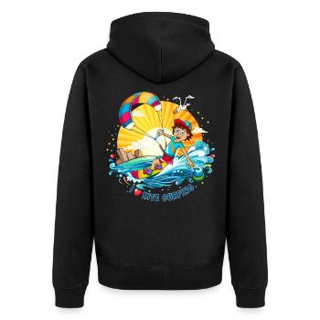 Colorful illustration of a kite surfer - Unisex Premium Organic Zip Hoodie - black - Back - Nico (187cm)