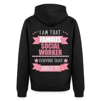 Sozialarbeiterin Beruf Damen Geschenk - Unisex Premium Bio Zip Hoodie - Schwarz - Hinten - Nico (187cm)