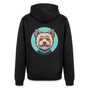 Norfolk Terrier Hunderasse Cartoon Kawaii Clipart - Unisex Premium Bio Zip Hoodie - Schwarz - Hinten - Nico (187cm)