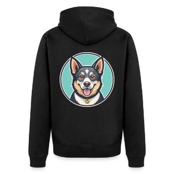 Nouvelle-Zélande Race Chien Drôle Dessin Animé Kawaii Clipart - Veste à capuche bio Premium Unisexe - noir - Dos - Nico (187cm)