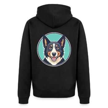 New Zealand Huntaway Dog Breed Cartoon Kawaii Pet - Unisex Premium Organic Zip Hoodie - black - Back - Nico (187cm)