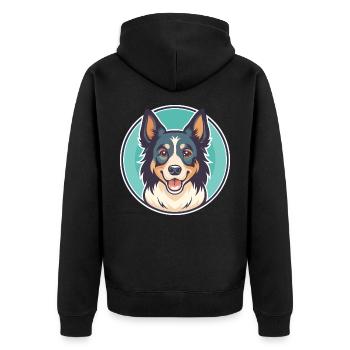 Nordamerikanischer Schäferhund Rasse Karikatur Kawaii - Unisex Premium Bio Zip Hoodie - Schwarz - Hinten - Nico (187cm)
