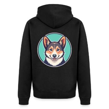 Norwegischer Lundehund Hunderasse Lustige Karikatur Kawaii - Unisex Premium Bio Zip Hoodie - Schwarz - Hinten - Nico (187cm)