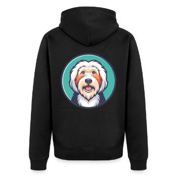 Vieux chien de berger anglais chien race dessin animé Kawaii animal de compagnie - Veste à capuche bio Premium Unisexe - noir - Dos - Nico (187cm)
