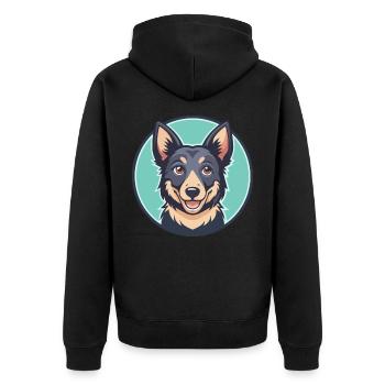 Mudi Hunderasse Cartoon Kawaii Clipart Illustration - Unisex Premium Bio Zip Hoodie - Schwarz - Hinten - Nico (187cm)