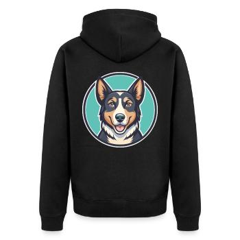 Nouvelle-Zélande Tête Chien Race Drôle Dessin Animé Kawaii - Veste à capuche bio Premium Unisexe - noir - Dos - Nico (187cm)