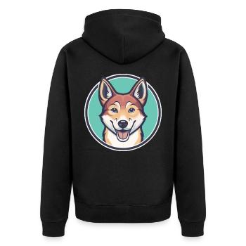 Neuguinea Singende Hunderasse Karikatur Kawaii - Unisex Premium Bio Zip Hoodie - Schwarz - Hinten - Nico (187cm)