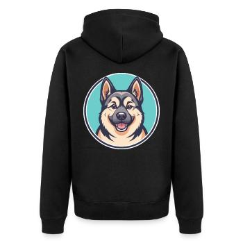 Norwegischer Elchhund Hunderasse Karikatur Kawaii - Unisex Premium Bio Zip Hoodie - Schwarz - Hinten - Nico (187cm)