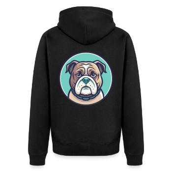 Vieux bouledogue anglais chien race drôle dessin animé Kawaii - Veste à capuche bio Premium Unisexe - noir - Dos - Nico (187cm)