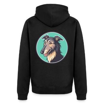 Pampas Deerhound Dog Breed Cartoon Kawaii Clipart - Unisex Premium Organic Zip Hoodie - black - Back - Nico (187cm)