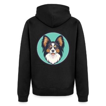 Papillon Chien Race Coloré Dessin Animé Kawaii Clipart - Veste à capuche bio Premium Unisexe - noir - Dos - Nico (187cm)