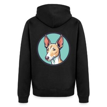Podenco Ibizenco Hunderasse Cartoon Kawaii Clipart - Unisex Premium Bio Zip Hoodie - Schwarz - Hinten - Nico (187cm)