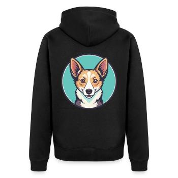 Chien Podengo Portugais Race Dessin Animé Kawaii - Veste à capuche bio Premium Unisexe - noir - Dos - Nico (187cm)