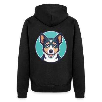 Owczarek Podhalanski Hunderasse Cartoon Kawaii Haustier - Unisex Premium Bio Zip Hoodie - Schwarz - Hinten - Nico (187cm)