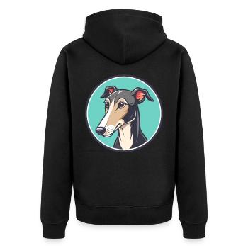 Lévrier polonais chien race dessin animé Kawaii Clipart - Veste à capuche bio Premium Unisexe - noir - Dos - Nico (187cm)