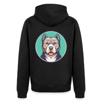 Pitbull Dog Breed Cartoon Character Kawaii Clipart - Unisex Premium Organic Zip Hoodie - black - Back - Nico (187cm)