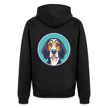 Poitevin Hound Dog Breed Cartoon Kawaii Clipart - Unisex Premium Organic Zip Hoodie - black - Back - Nico (187cm)