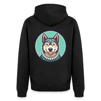 Polynésien Chien Race Dessin Animé Kawaii Clipart Animal - Veste à capuche bio Premium Unisexe - noir - Dos - Nico (187cm)
