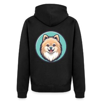 Pommersche Spitz Hunderasse Cartoon Kawaii Clipart - Unisex Premium Bio Zip Hoodie - Schwarz - Hinten - Nico (187cm)