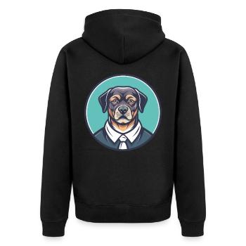 Portuguese Watchdog Dog Breed Funny Cartoon Kawaii - Unisex Premium Organic Zip Hoodie - black - Back - Nico (187cm)