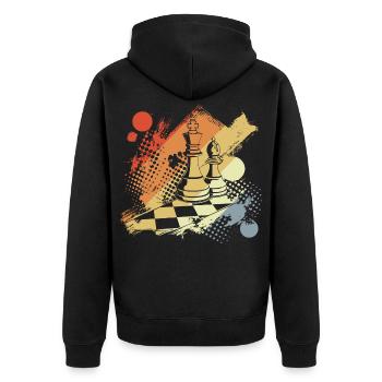 Schach Dame und König - Unisex Premium Bio Zip Hoodie - Schwarz - Hinten - Nico (187cm)