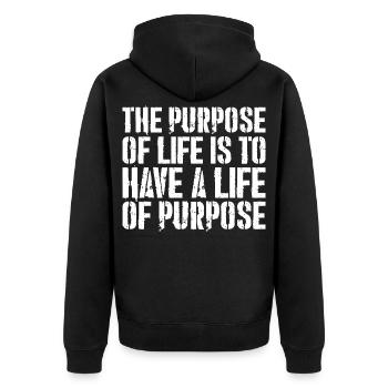 Der Sinn des Lebens besteht darin, ein Leben mit Sinn zu haben - Unisex Premium Bio Zip Hoodie - Schwarz - Hinten - Nico (187cm)