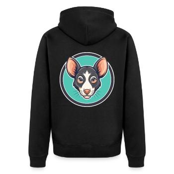 Ratonero Murciano Race Chien Dessin animé Kawaii Clipart - Veste à capuche bio Premium Unisexe - noir - Dos - Nico (187cm)