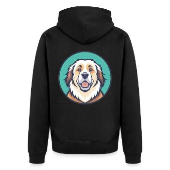 chien de montagne des Pyrénées Race Dessin animé Kawaii Clipart - Veste à capuche bio Premium Unisexe - noir - Dos - Nico (187cm)