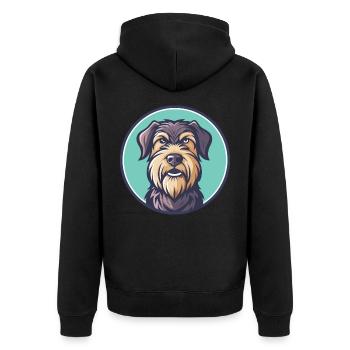 Terrier russe chien race dessin animé Kawaii Clipart - Veste à capuche bio Premium Unisexe - noir - Dos - Nico (187cm)
